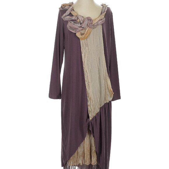 NWT La Mouette Layered Scarf Neckline Flowing Dress Plus Size 2 - Picture 1 of 11